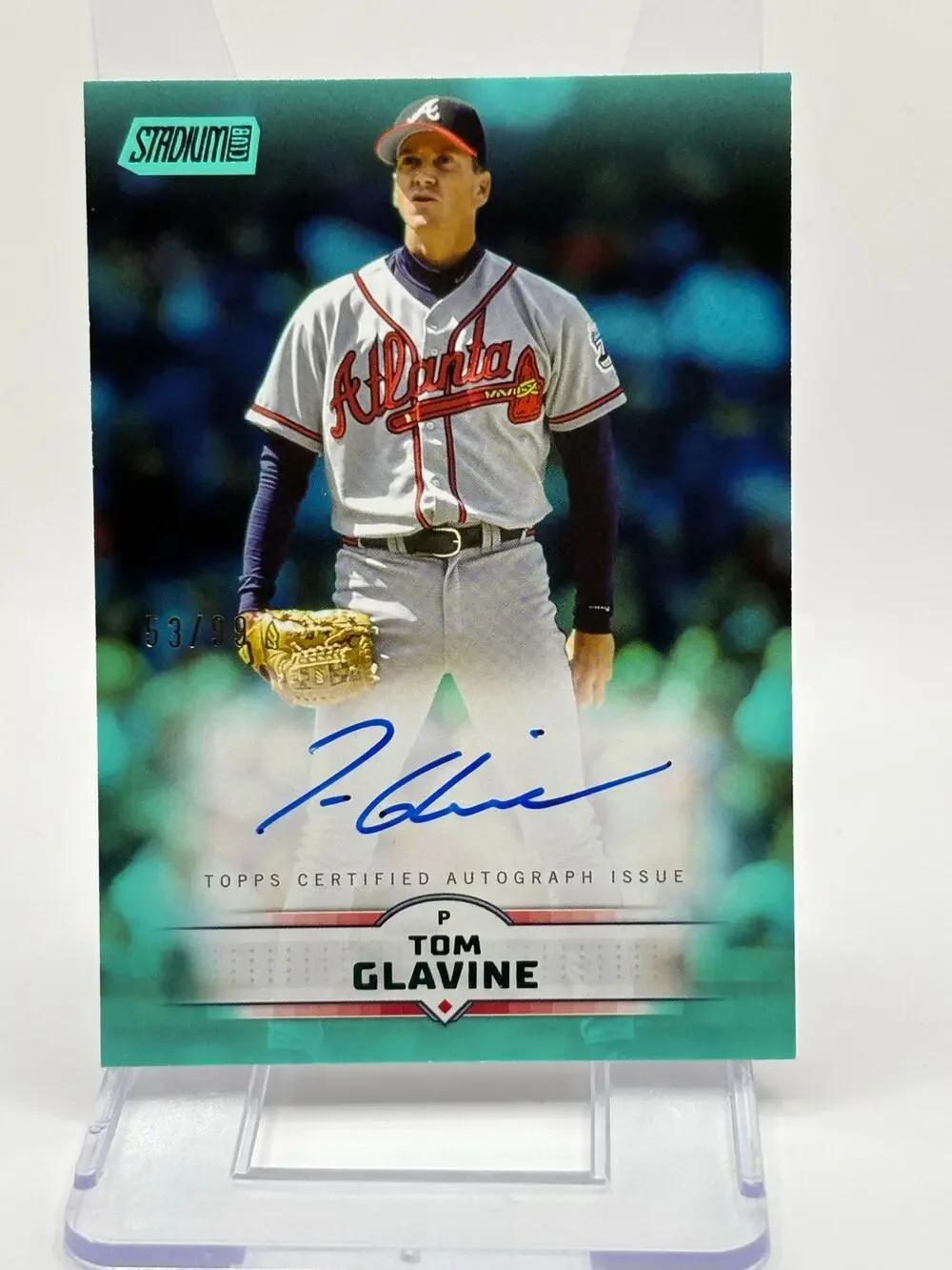 2025 Topps Stadium Club Tom Glavine Turquoise On Card Auto 53/99 Atlanta Braves
